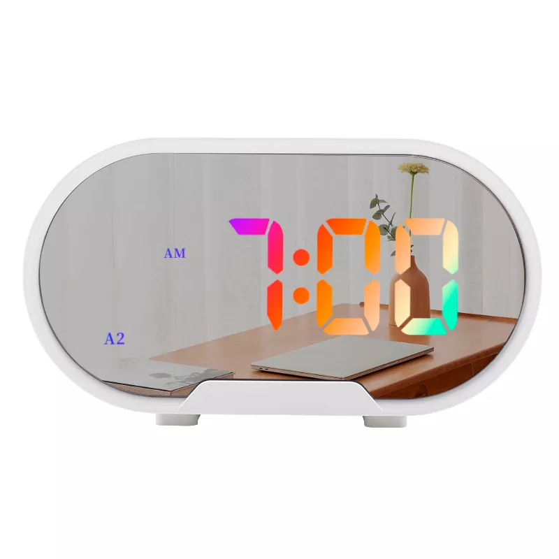 Despertador RGB com espelho de mesa LED de 5,5 polegadas